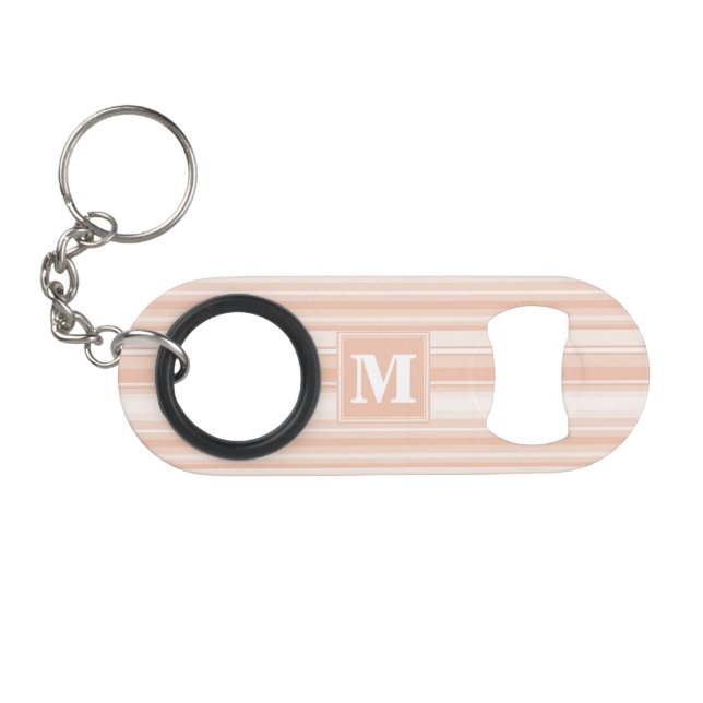 Monogram peach stripes keychain bottle opener (Front (Horizontal))