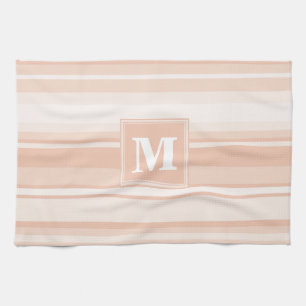 Monogram peach stripes kitchen towel