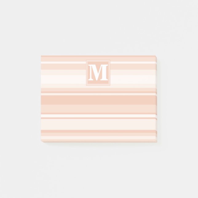 Monogram peach stripes post-it notes (Front)
