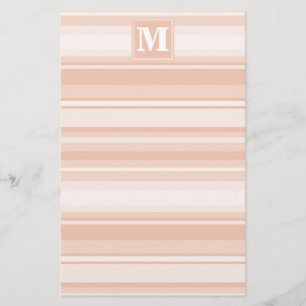 Monogram peach stripes stationery