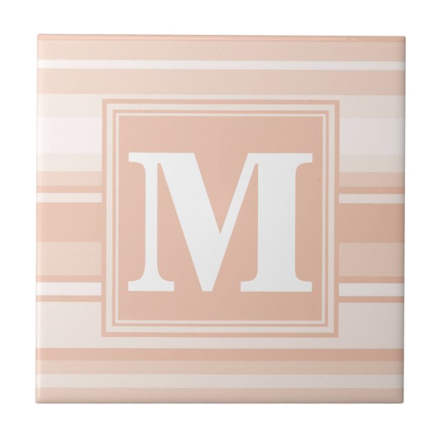 Monogram peach stripes tile (Front)