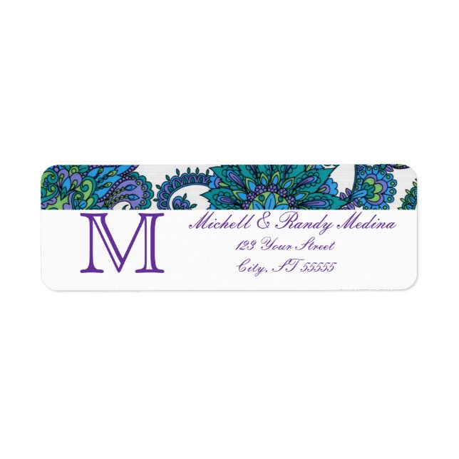 Monogram Peacock Address Labels (Front)