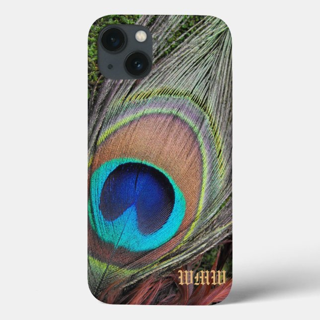 Monogram Peacock Feather Blackberry Bold Case (Back)