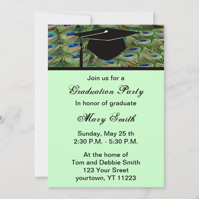 Monogram Peacock Graduation Party Invitation (Front)