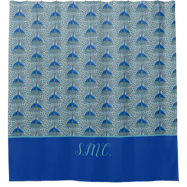 Monogram Peacock Teal Blue and White Monogram   (Front)