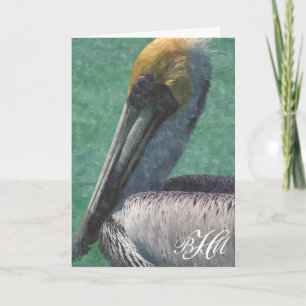 Monogram Pelican Thank You Note Card