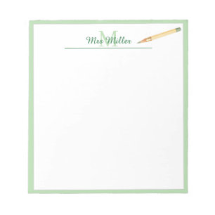 Monogram Pencil Personalized Teacher Notepad