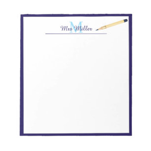 Monogram Pencil Personalized Teacher Notepad