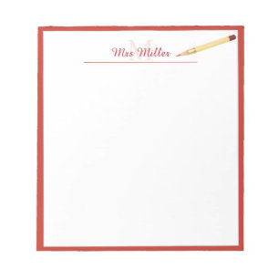 Monogram Pencil Personalized Teacher Notepad