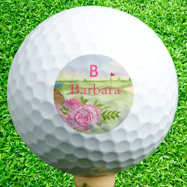 Monogram Peonies On Golf Course Balls (Creator Uploaded)