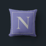 Monogram Periwinkle Blue Minimalist Throw Pillow<br><div class="desc">Adorn your living room with the happiest and warmest of all blue hues - periwinkle blue. This Monogram Periwinkle Blue Minimalist Throw Pillow would look great in any corner of your room.</div>