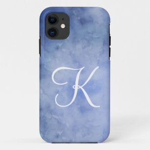 Monogram Personalize Blue and White iPhone 11 Case