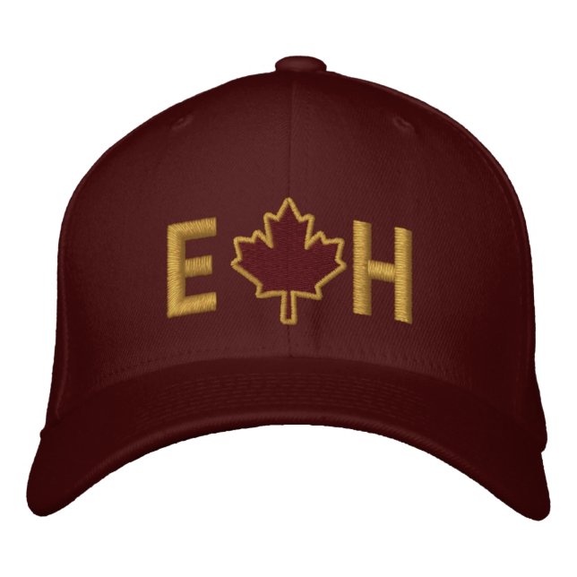 Monogram Personalize Maple Leaf Embroidery Embroidered Hat (Front)