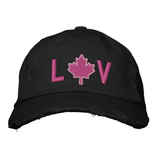 Monogram Personalize Maple Leaf Embroidery Embroidered Hat (Front)