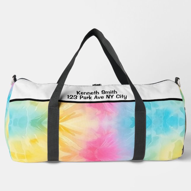 Monogram Personalize Rainbow Tie Dye Girl Gear bag (Front)