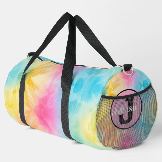 Monogram Personalize Rainbow Tie Dye Girl Gear bag (Right Corner)