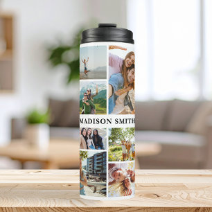 Monogram Personalized 12 Photo Collage Thermal Tumbler