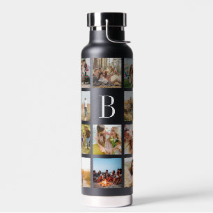 Monogram Personalized 19 Photo Collage Water Bottle