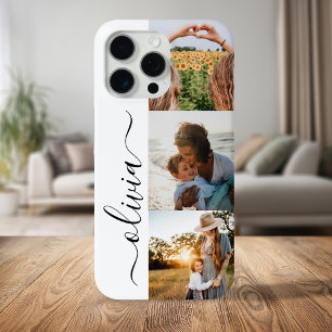 Monogram Personalized 3 Photo Collage iPhone 15 Pro Max Case