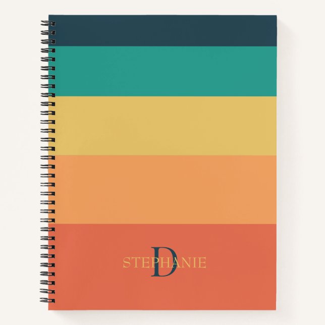 Monogram Personalized 5 Colour Blocks Notebook (Front)