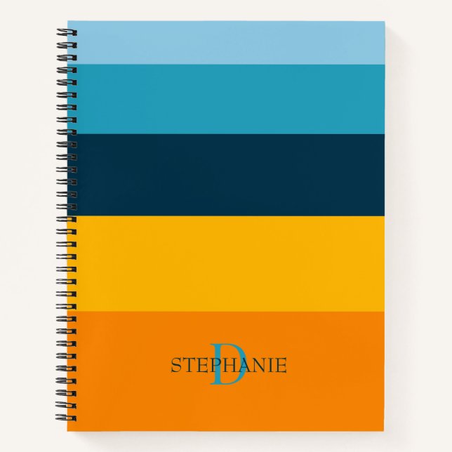 Monogram Personalized 5 Colour Blocks Notebook (Front)