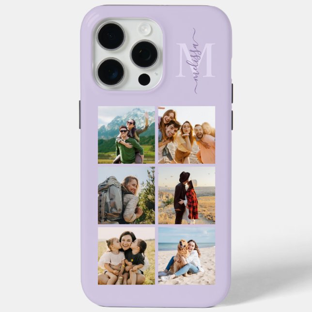 Monogram Personalized 6 Photo Collage Case-Mate iPhone Case (Back)