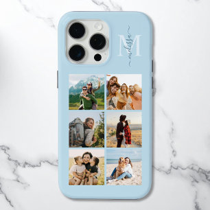 Monogram Personalized 6 Photo Collage iPhone 15 Pro Max Case
