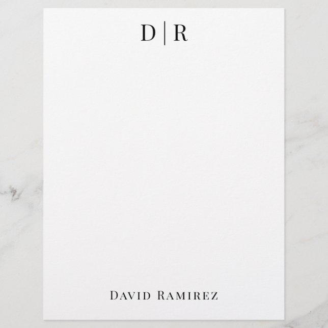 Monogram Personalized Add your own Name Minimal  Letterhead (Front)