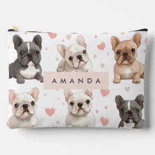 Monogram Personalized Adorable French Bulldog  Accessory Pouch