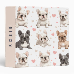 Monogram Personalized Adorable French Bulldog  Binder