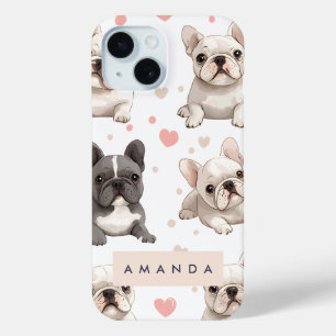 Monogram Personalized Adorable French Bulldog  iPhone 15 Case