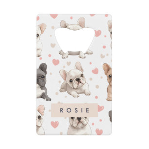 Monogram Personalized Adorable French Bulldog Credit Card Bottle Opener