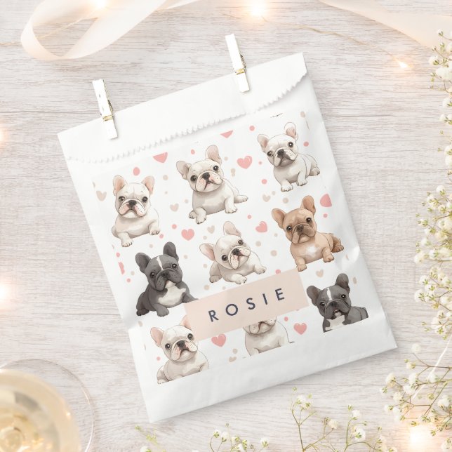 Monogram Personalized Adorable French Bulldog  Favour Bag (Clipped)