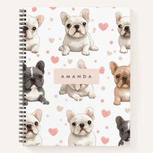 Monogram Personalized Adorable French Bulldog Notebook
