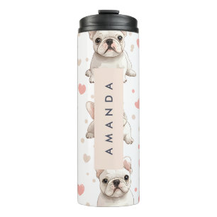 Monogram Personalized Adorable French Bulldog  Thermal Tumbler