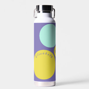 Monogram Personalized Aqua Yellow-Green Purple Water Bottle