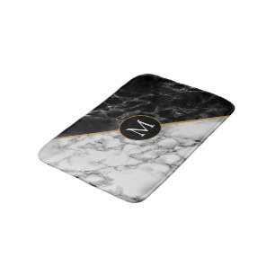 Monogram Personalized Bath Mat Marble Design
