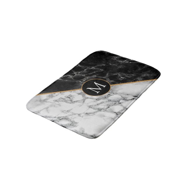 Monogram Personalized Bath Mat Marble Design (Angled)