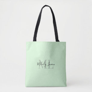 Monogram   Personalized Black and Mint Design    Tote Bag