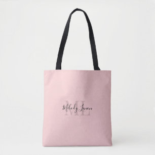 Monogram   Personalized Black and Pink Design    Tote Bag