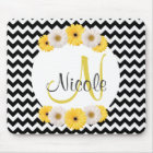 Monogram Personalized black white chevron Daisy