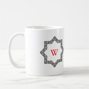 Monogram Personalized Black & White Swirl Design Coffee Mug