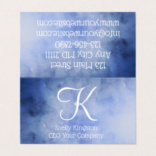 Monogram Personalized Blue and White Business Card