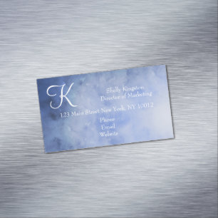 Monogram Personalized Blue and White Magnetic Business Card