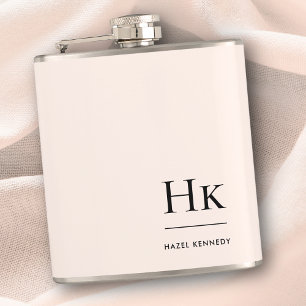 Monogram Personalized Blush Pink Chic Bachelorette Hip Flask