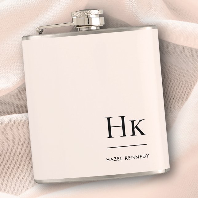 Monogram Personalized Blush Pink Chic Bachelorette Hip Flask (Creator Uploaded)