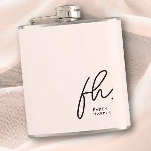 Monogram Personalized Blush Pink Chic Bachelorette Hip Flask