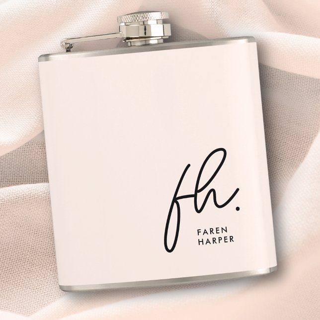 Monogram Personalized Blush Pink Chic Bachelorette Hip Flask (Creator Uploaded)