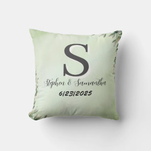 Monogram personalized boho wedding keepsake throw pillow