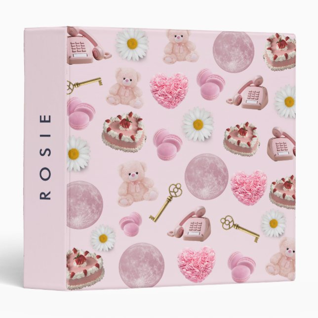 Monogram Personalized Coquette Vintage Seashell Binder (Front/Spine)